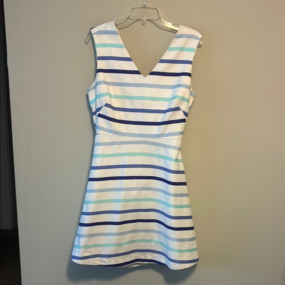 Kate Spade Broome Street Dress Ombre Stripe Backless SZ 10 Blue White - Picture 3 of 8